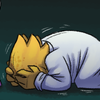 huddled crying